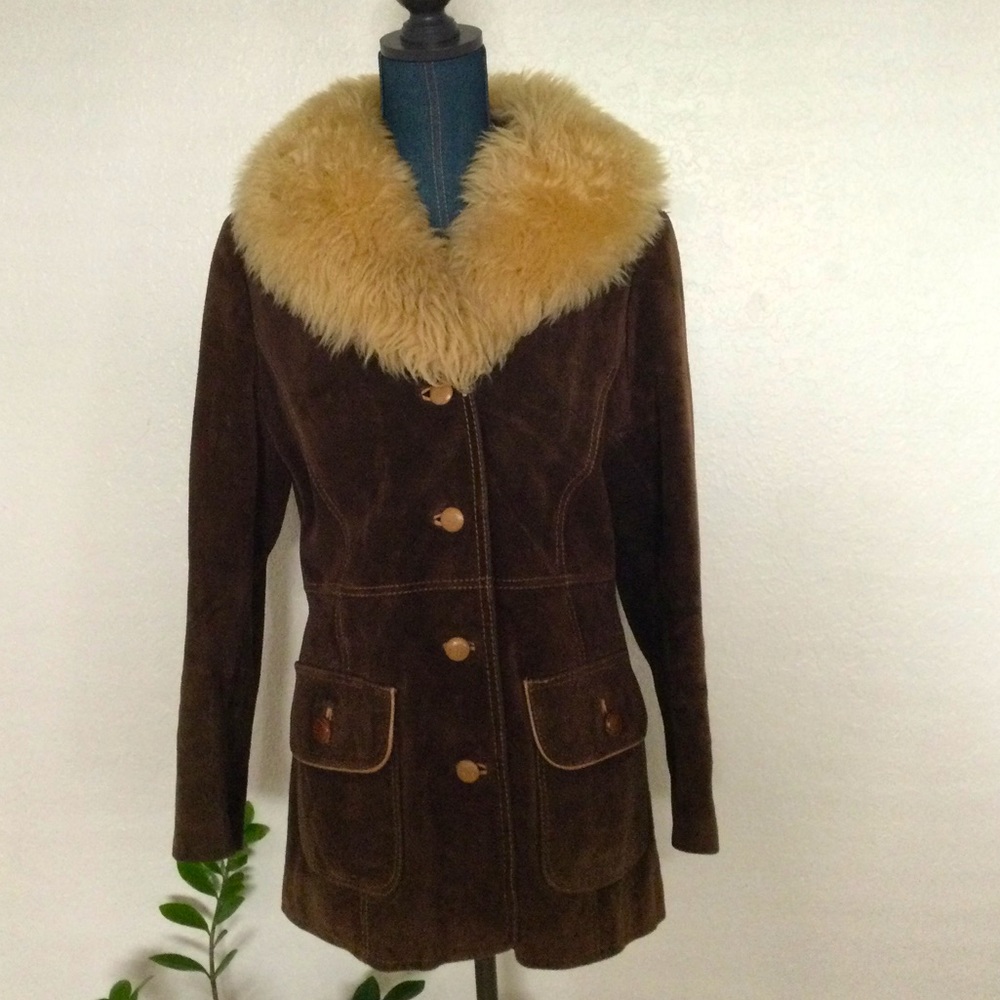 Vintage Leather Penny Lane Jacket with Faux Fur